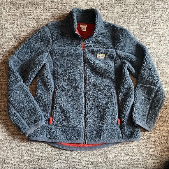 L.L. Bean Women’s Mountain Deep Pile Fleece full zip jacket size Med Smokey Blue - Picture 1 of 6